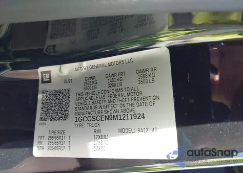 2021 Chevrolet Colorado 2Wd Long Box Lt z USA, uszkodzony, nr VIN 1GCGSCEN9M1211924